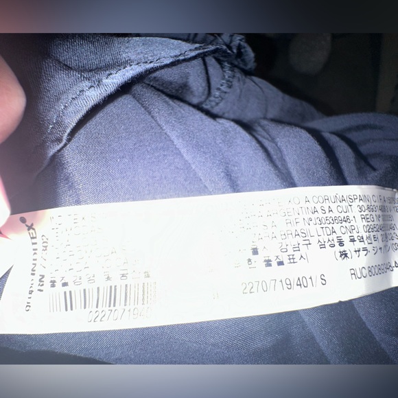 NWOT Zara Basic Women's Blue Silk Long Sleeve Ruffle Blouse Top Size Small - Picture 4 of 5